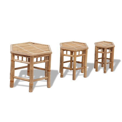 vidaXL Garden Stool | Set of 3 | Natural Bamboo | Small to Large | Stackable
