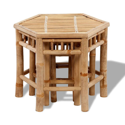 vidaXL Garden Stool | Set of 3 | Natural Bamboo | Small to Large | Stackable