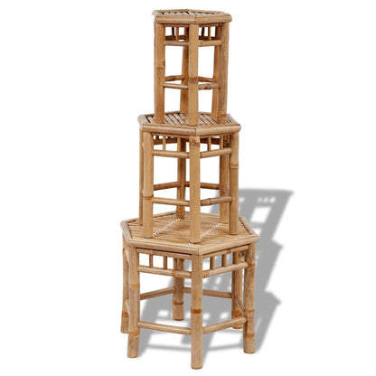 vidaXL Garden Stool | Set of 3 | Natural Bamboo | Small to Large | Stackable