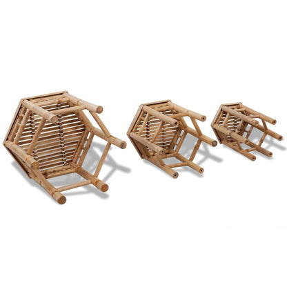vidaXL Garden Stool | Set of 3 | Natural Bamboo | Small to Large | Stackable