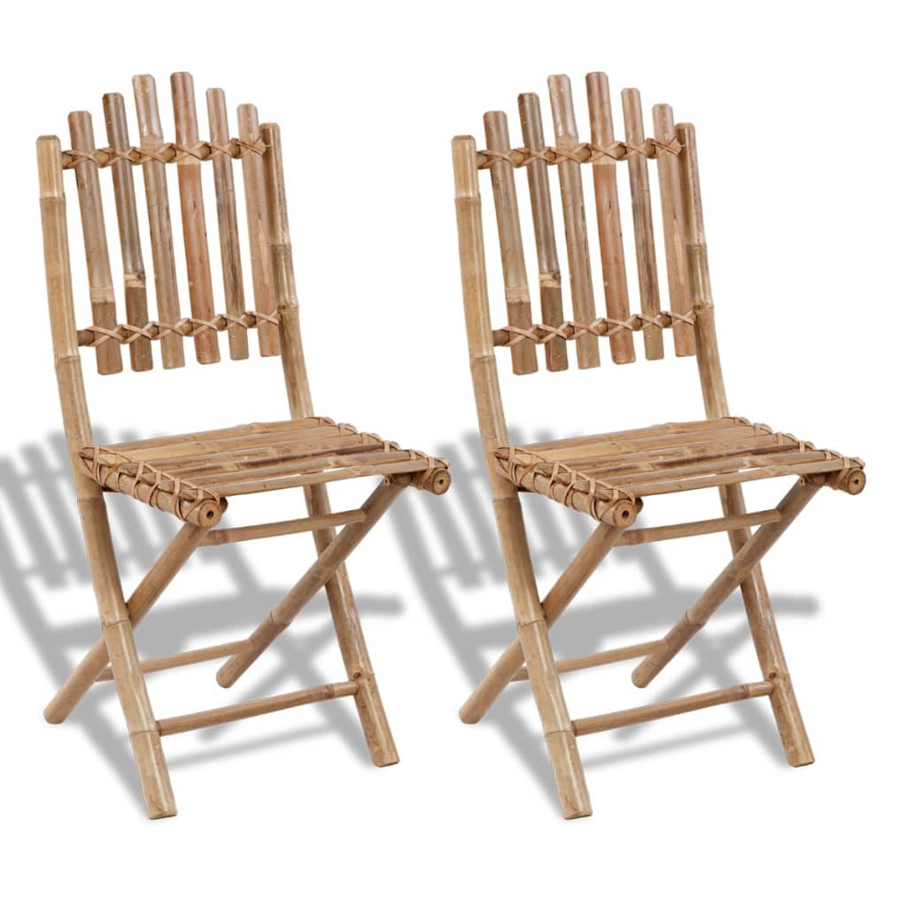 vidaXL Garden Chair | Set of 2 | Bamboo | Solid bamboo | Medium | Foldable