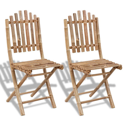 vidaXL Garden Chair | Set of 2 | Bamboo | Solid bamboo | Medium | Foldable