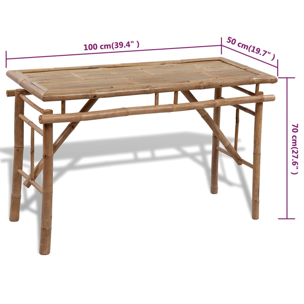 vidaXL Beer Table with 2 Benches 100 cm Bamboo