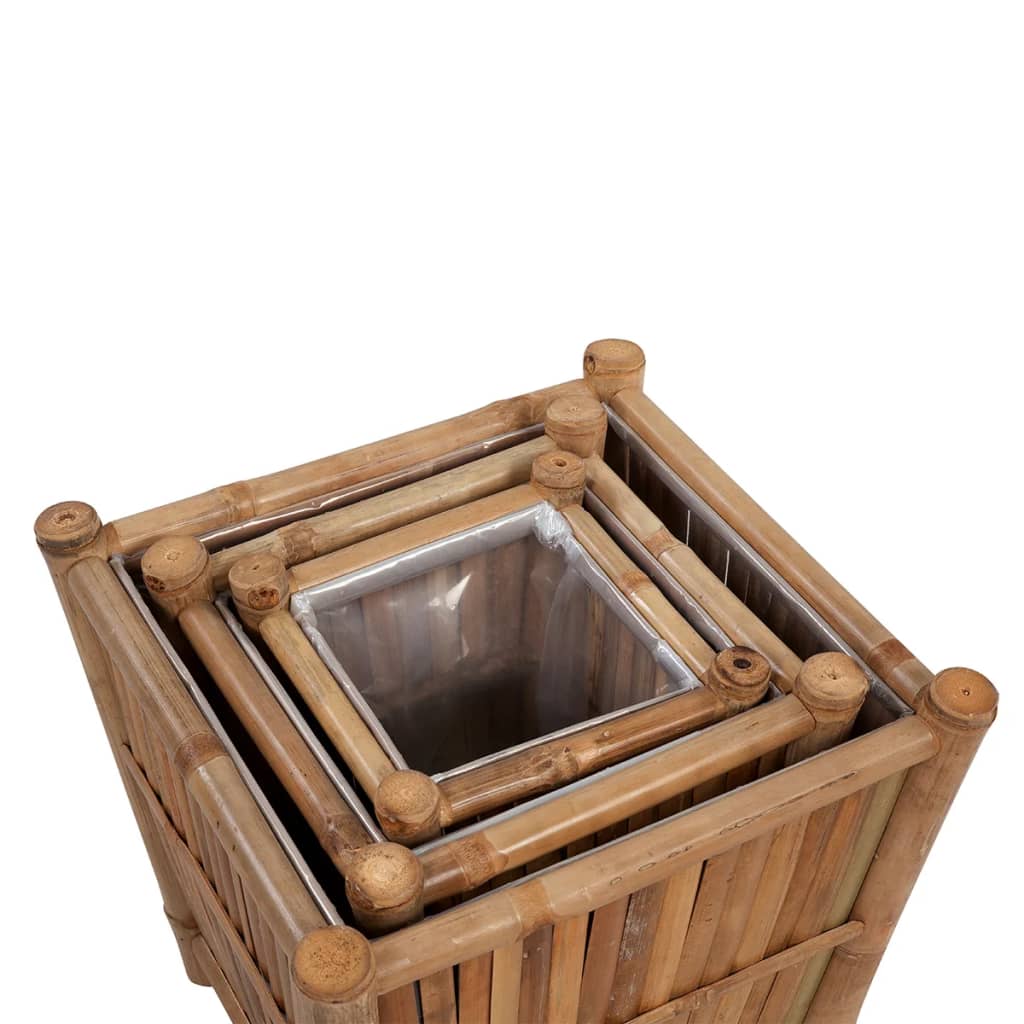 vidaXL 3 pcs Bamboo Raised Bed with Nylon Lining