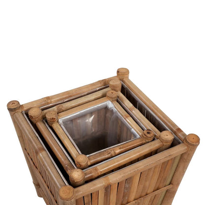 vidaXL 3 pcs Bamboo Raised Bed with Nylon Lining