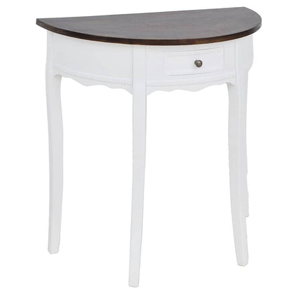 vidaXL Console Table with Drawer and Brown Top Half-round