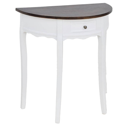 vidaXL Console Table with Drawer and Brown Top Half-round
