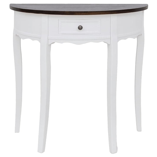 vidaXL Console Table with Drawer and Brown Top Half-round