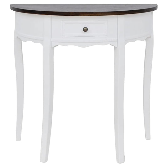 vidaXL Console Table with Drawer and Brown Top Half-round