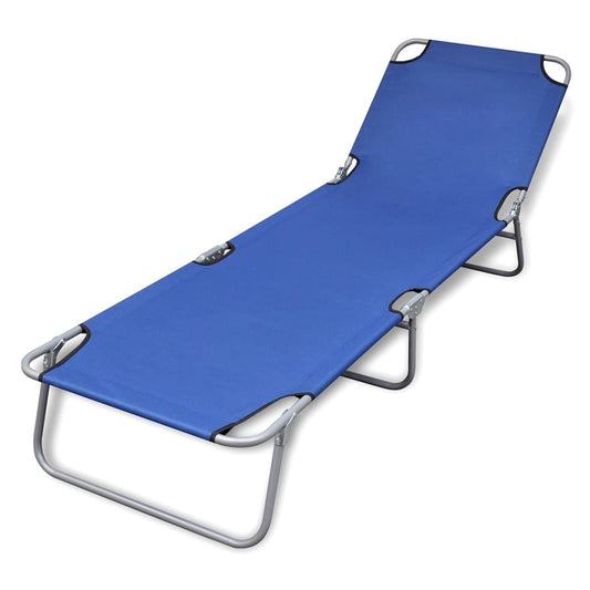 vidaXL Sun Lounger | Blue | Powder-coated Steel Frame, Polyester Fabric