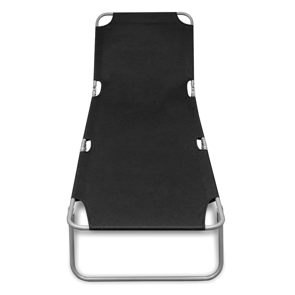 vidaXL Sun Lounger | Black | Powder-coated steel | 189 cm long | Foldable