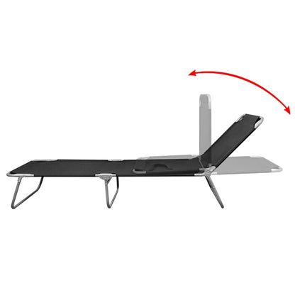 vidaXL Sun Lounger | Black | Powder-coated steel | 189 cm long | Foldable