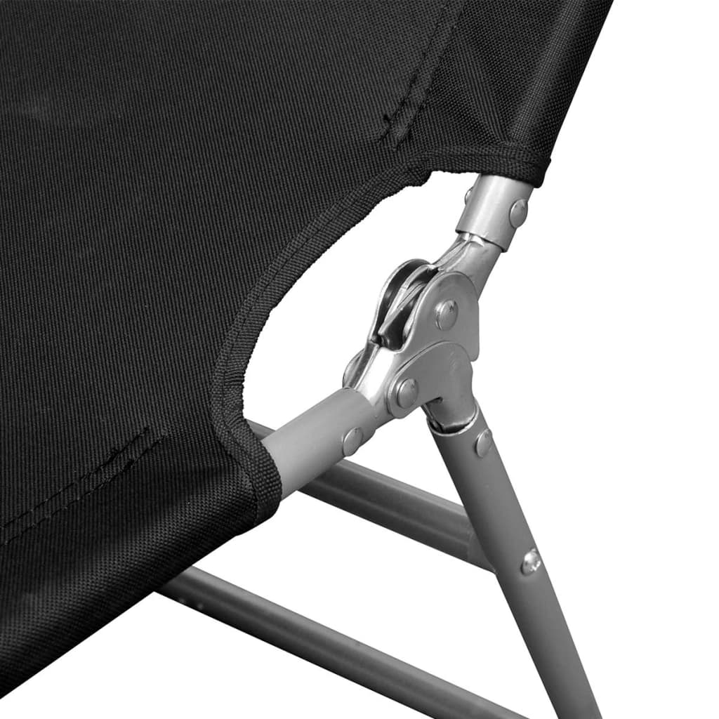 vidaXL Sun Lounger | Black | Powder-coated steel | 189 cm long | Foldable