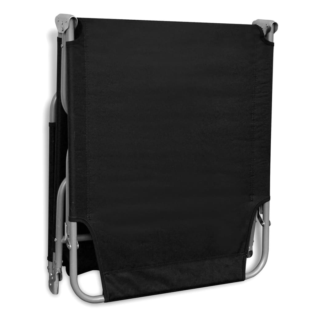 vidaXL Sun Lounger | Black | Powder-coated steel | 189 cm long | Foldable