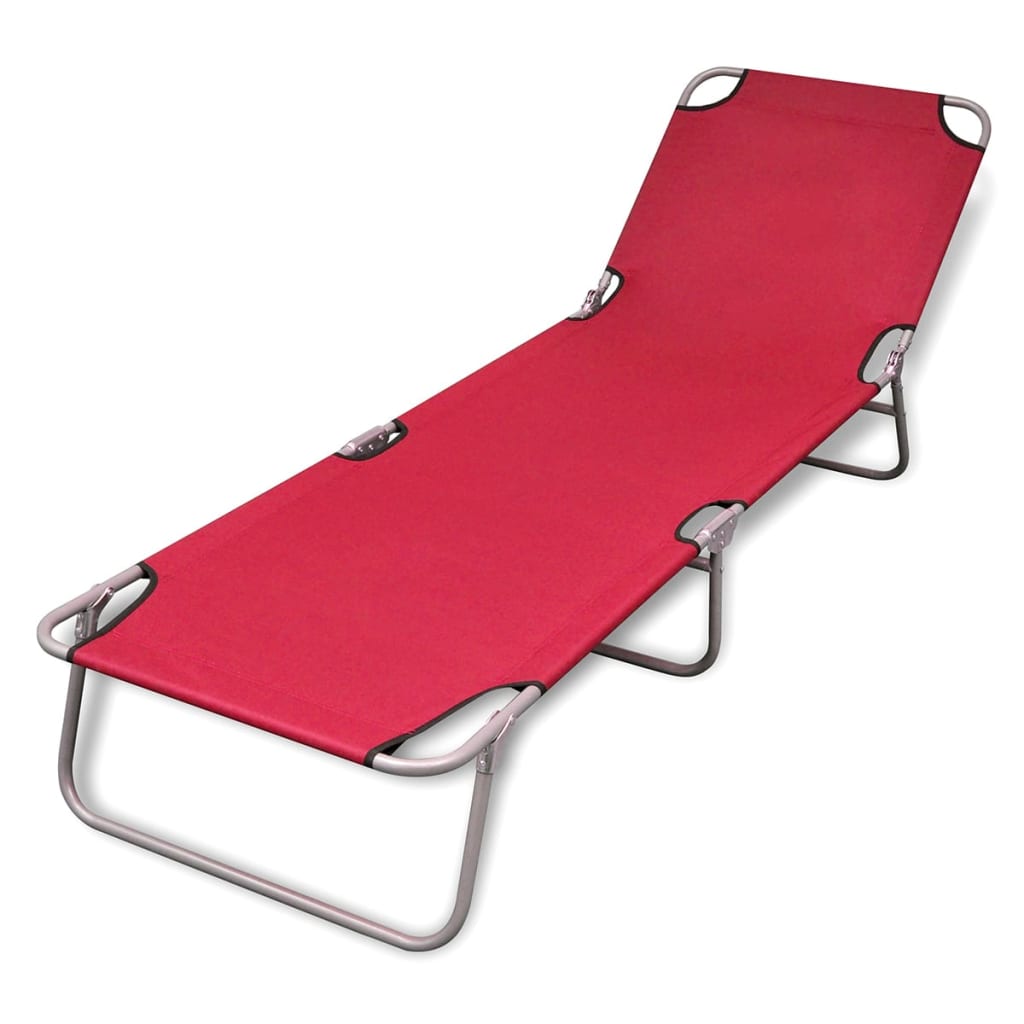 vidaXL Sun Lounger | Red | Powder-Coated Steel | Standard | Foldable