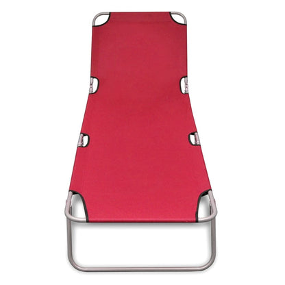vidaXL Sun Lounger | Red | Powder-Coated Steel | Standard | Foldable