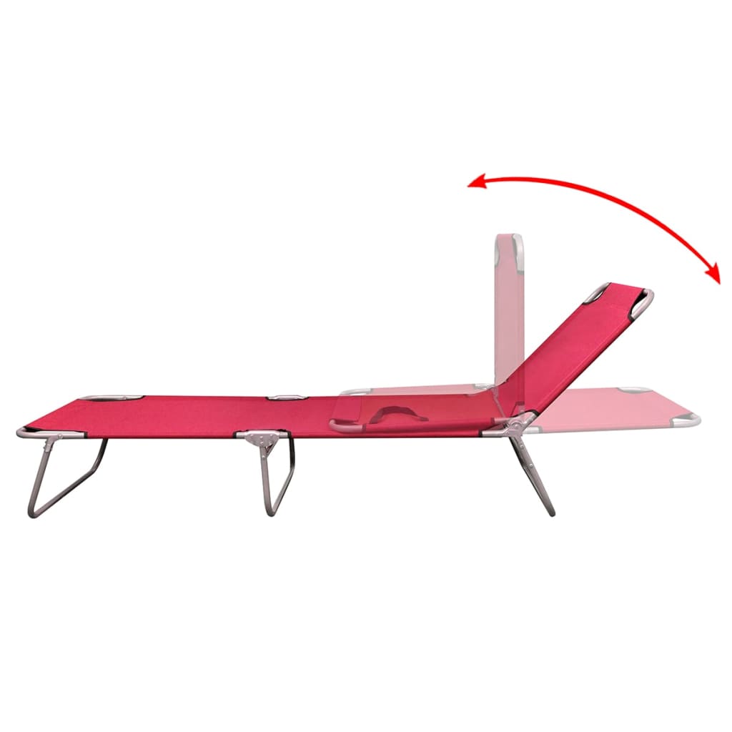 vidaXL Sun Lounger | Red | Powder-Coated Steel | Standard | Foldable