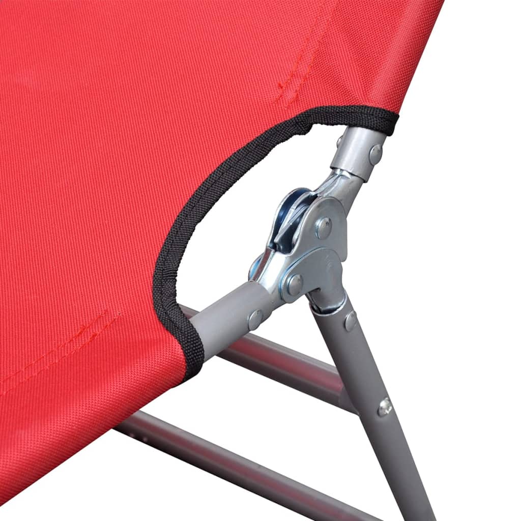 vidaXL Sun Lounger | Red | Powder-Coated Steel | Standard | Foldable
