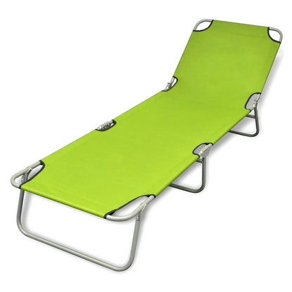 vidaXL Sun Lounger | Apple Green | Polyester | One Size | Foldable | Sun Lounger