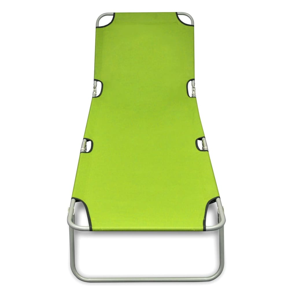 vidaXL Sun Lounger | Apple Green | Polyester | One Size | Foldable | Sun Lounger