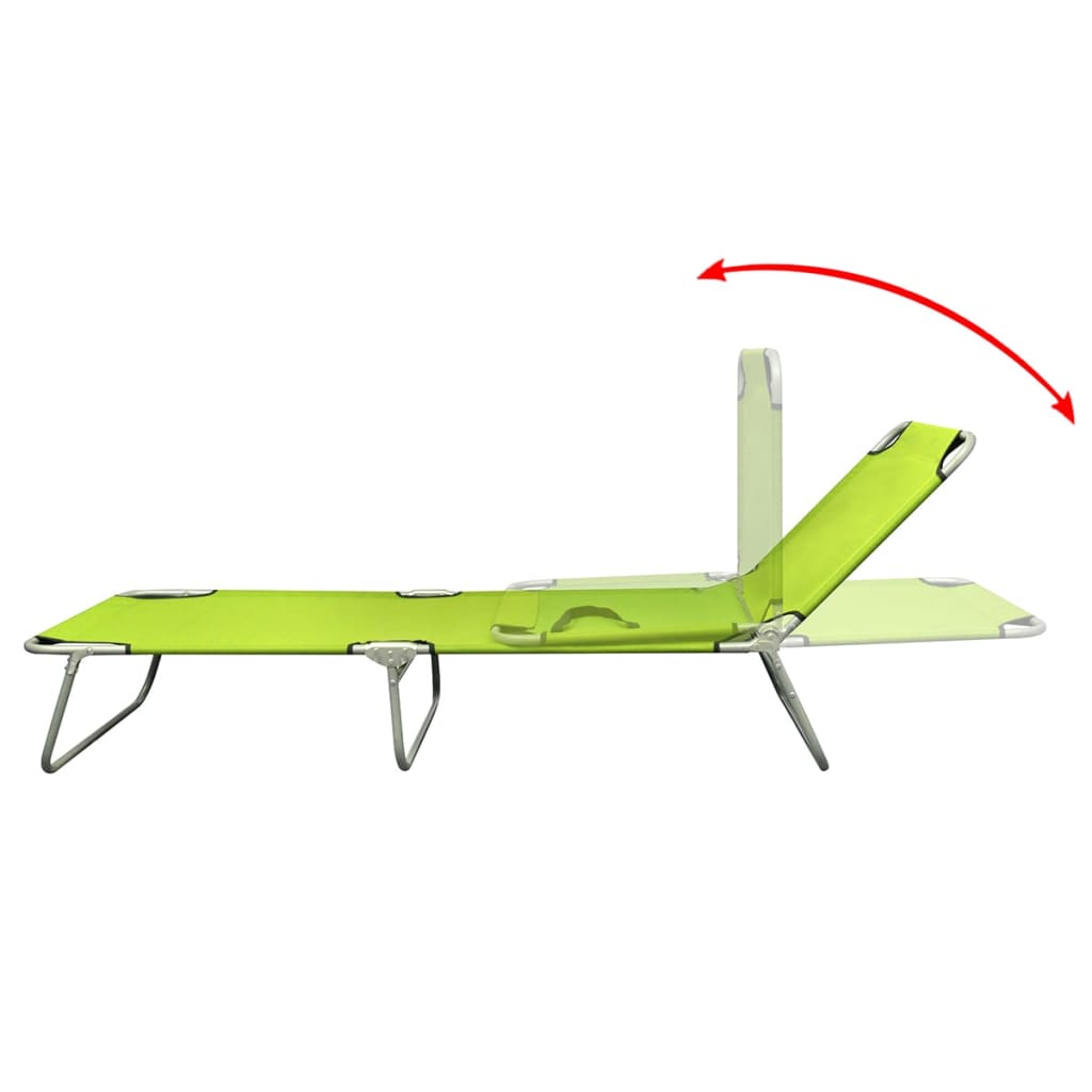 vidaXL Sun Lounger | Apple Green | Polyester | One Size | Foldable | Sun Lounger