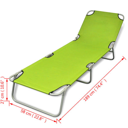 vidaXL Sun Lounger | Apple Green | Polyester | One Size | Foldable | Sun Lounger