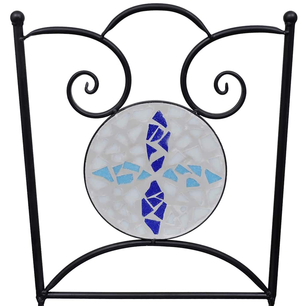 vidaXL Garden Chair | Set of 2 | Blue and White | Powder-coated iron and ceramic