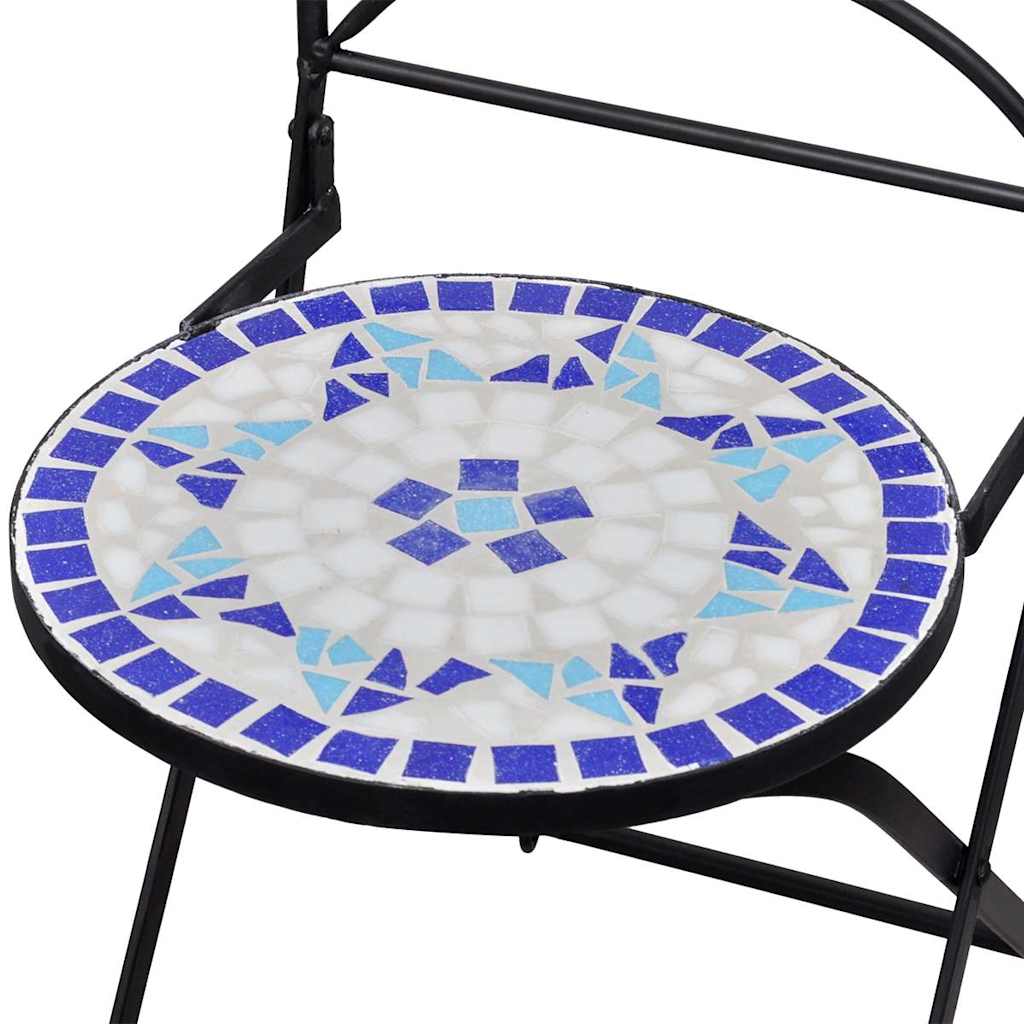 vidaXL Garden Chair | Set of 2 | Blue and White | Powder-coated iron and ceramic