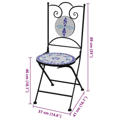 vidaXL Garden Chair | Set of 2 | Blue and White | Powder-coated iron and ceramic