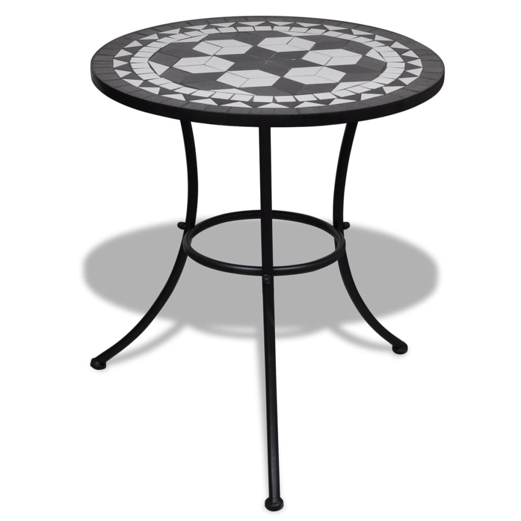 vidaXL Garden Table | Black and White | Tough Powder-coated Iron