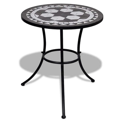 41532 vidaXL Bistro Table Black and White 60 cm Mosaic