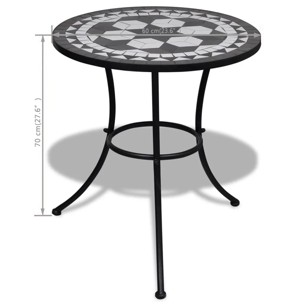 vidaXL Garden Table | Black and White | Tough Powder-coated Iron