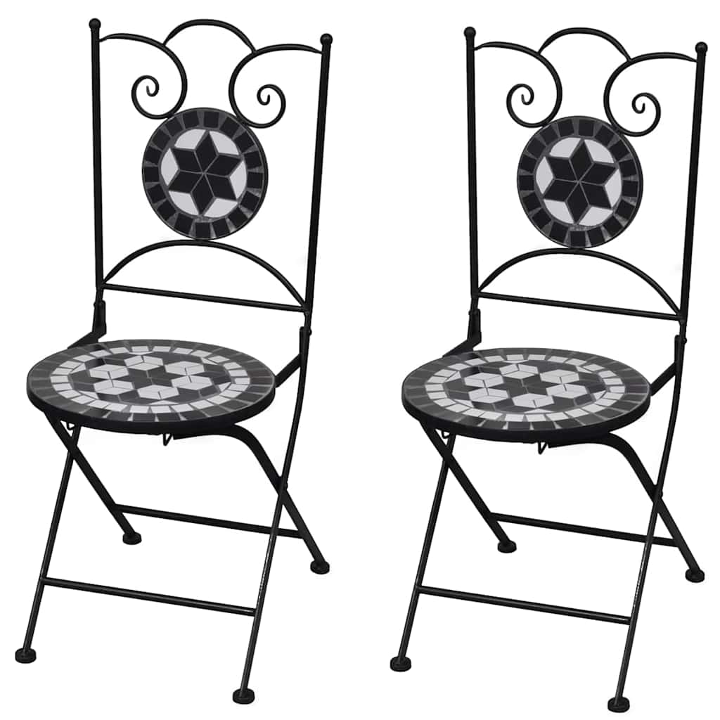 vidaXL Garden Chair | Set of 2 | Black and White