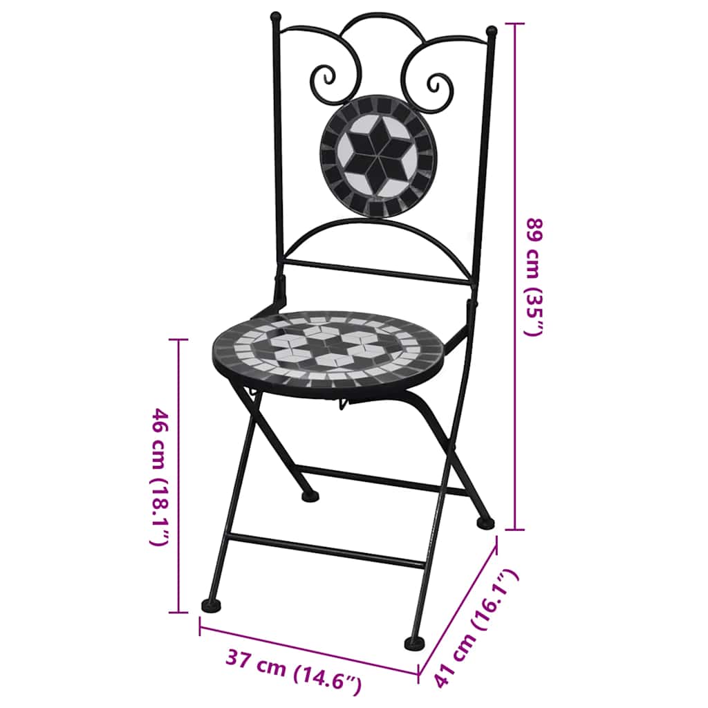 vidaXL Garden Chair | Set of 2 | Black and White