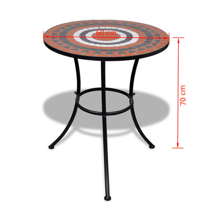vidaXL Bistro Table Terracotta and White 60 cm Mosaic