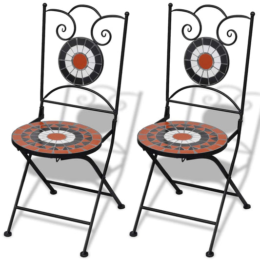 vidaXL Folding Chairs 2 pcs Ceramic Terracotta and White