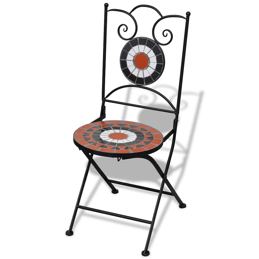 vidaXL Garden Chair | Set of 2 | Terracotta | Powder-coated iron | Foldable