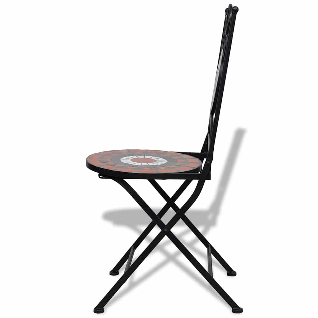 vidaXL Garden Chair | Set of 2 | Terracotta | Powder-coated iron | Foldable