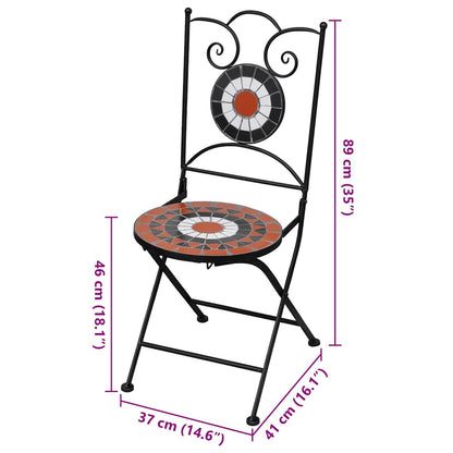 vidaXL Garden Chair | Set of 2 | Terracotta | Powder-coated iron | Foldable