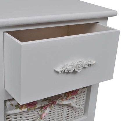 vidaXL Cabinet with 1 Drawer and 3 Baskets White Paulownia Wood