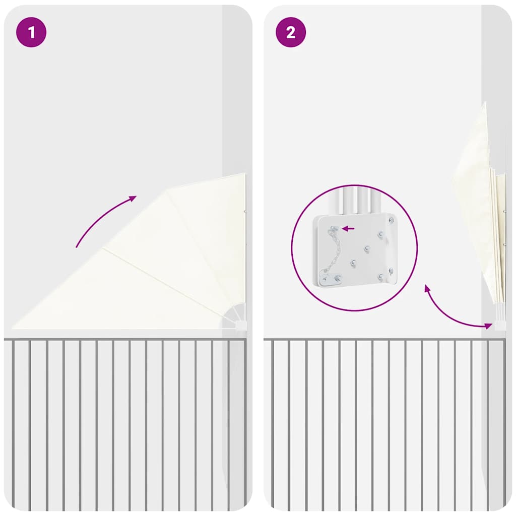 vidaXL Collapsible Balcony Side Awning Cream 160x240 cm