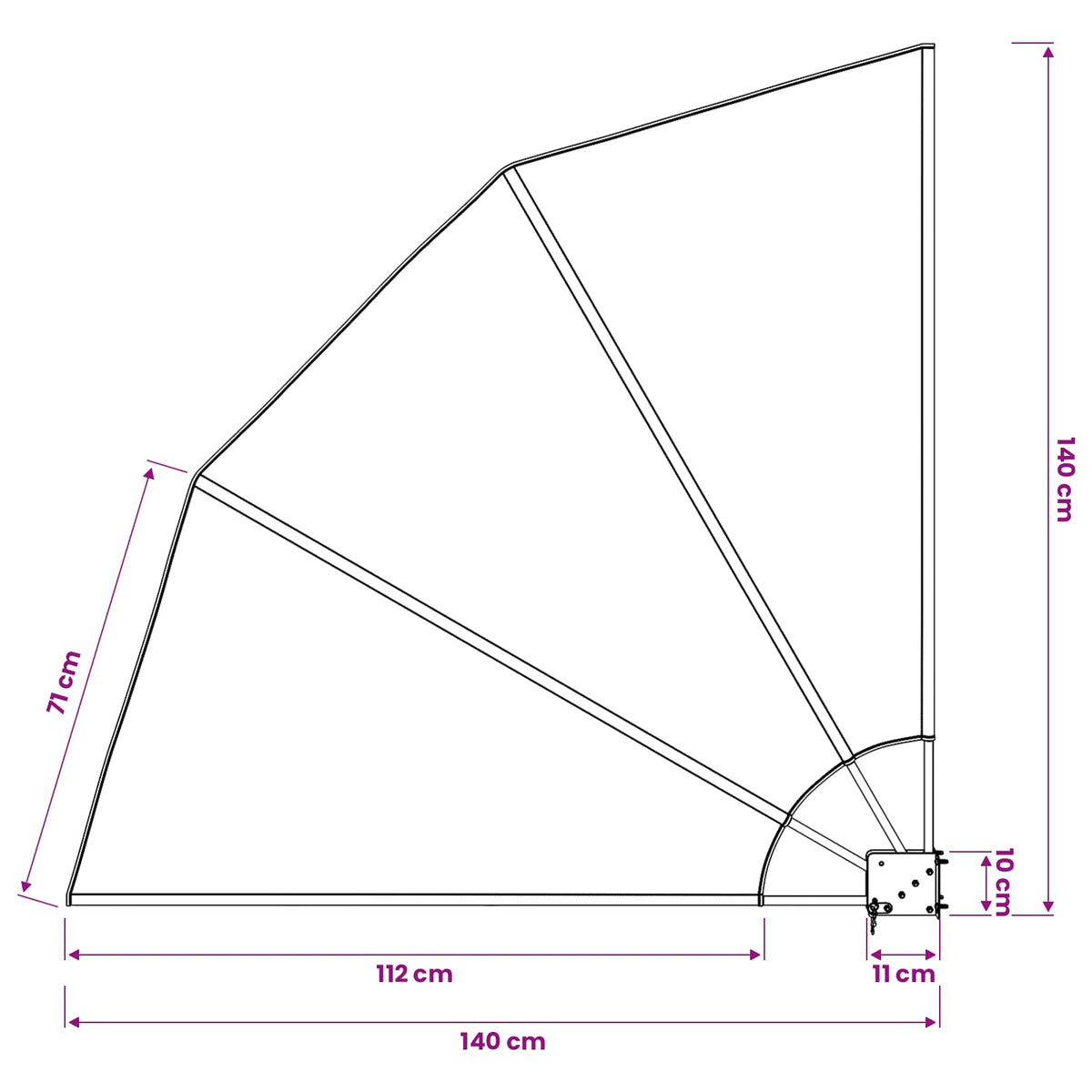 41578 vidaXL Collapsible Balcony Side Awning Cream 140x140 cm