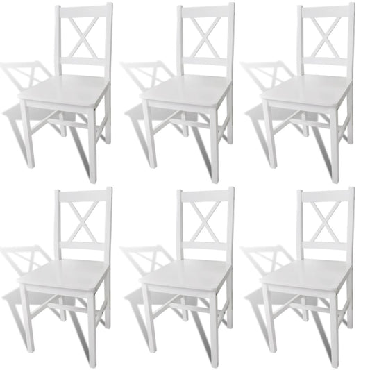 vidaXL Dining Chairs 6 pcs White Pinewood