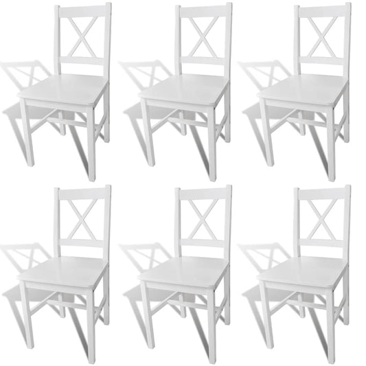 vidaXL Dining Chairs 6 pcs White Pinewood