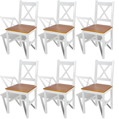 vidaXL Dining Chairs 6 pcs White Pinewood