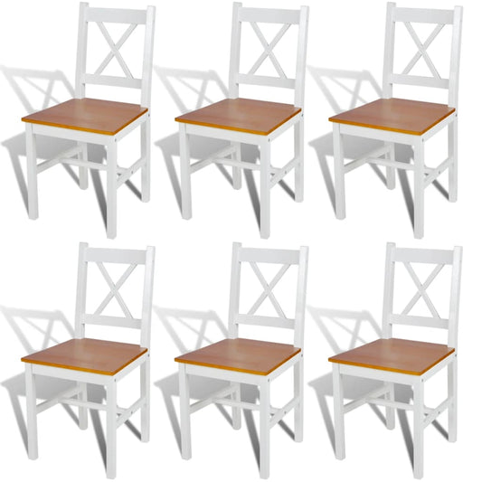 vidaXL Dining Chairs 6 pcs White Pinewood