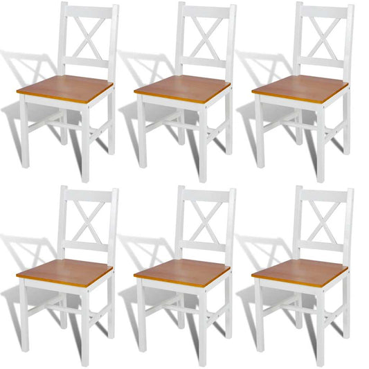 vidaXL Dining Chairs 6 pcs White Pinewood