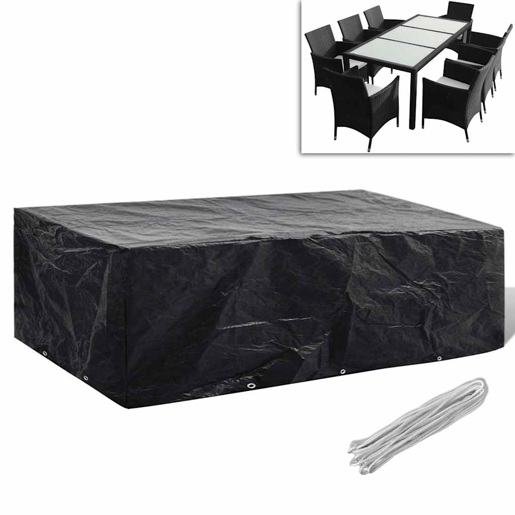vidaXL Garden Furniture Cover 8 Person Poly Rattan Set 10 Eyelets 300x140cm