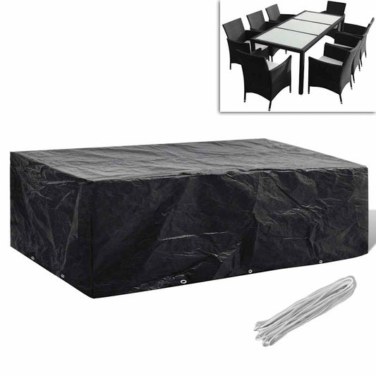 vidaXL Garden Furniture Cover 8 Person Poly Rattan Set 10 Eyelets 300x140cm