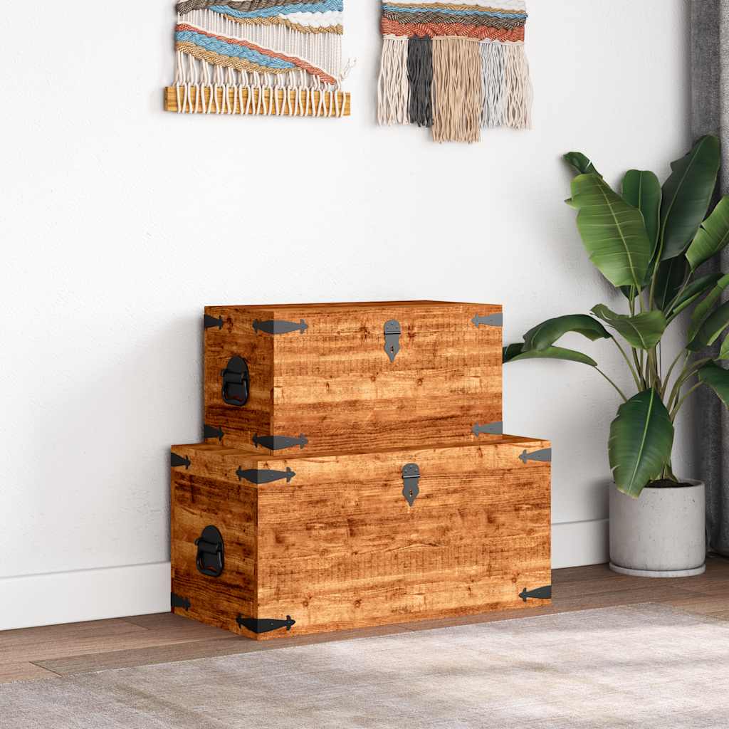 vidaXL Storage Chest Set 2 Pieces Rough Mango Wood